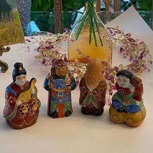 Vintage Chinese Ceramic Miniature Figurine Set Of 4